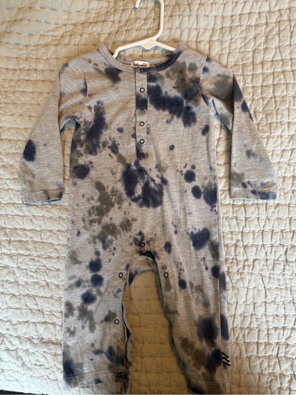 Splendid Kids Gray Tie-Dye One-Piece Romper 6-9m